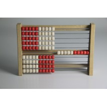Grand boulier Montessori en bois 100 boules rouges et blanches réparties sur 10 lignes