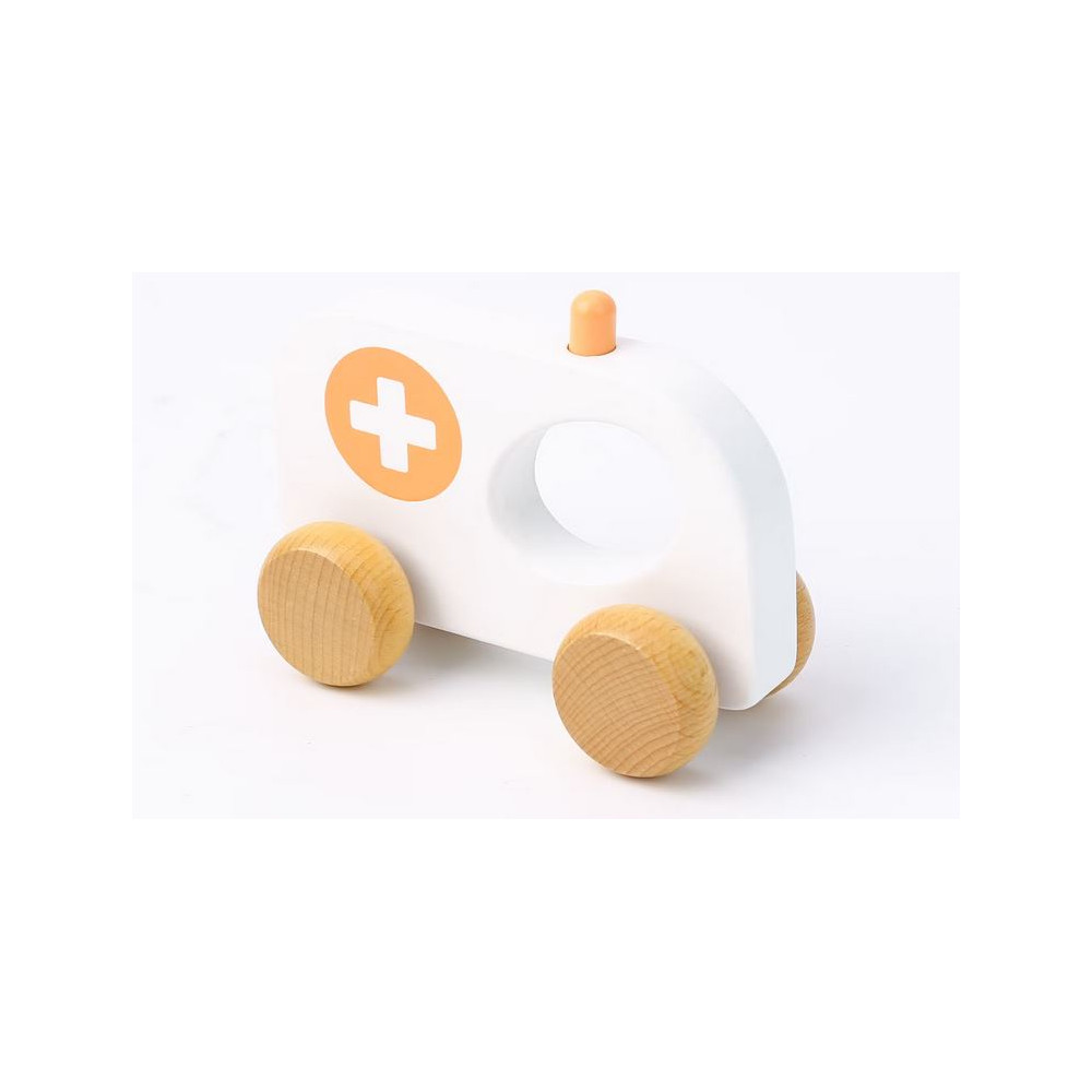 Petit jouet ambulance en bois.