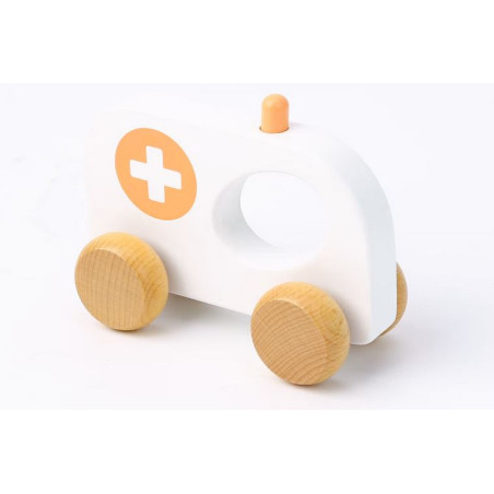 Petit jouet ambulance en bois.