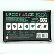 Verso de la boite du jeu de société Lucky Jack. Contient les règles écrites